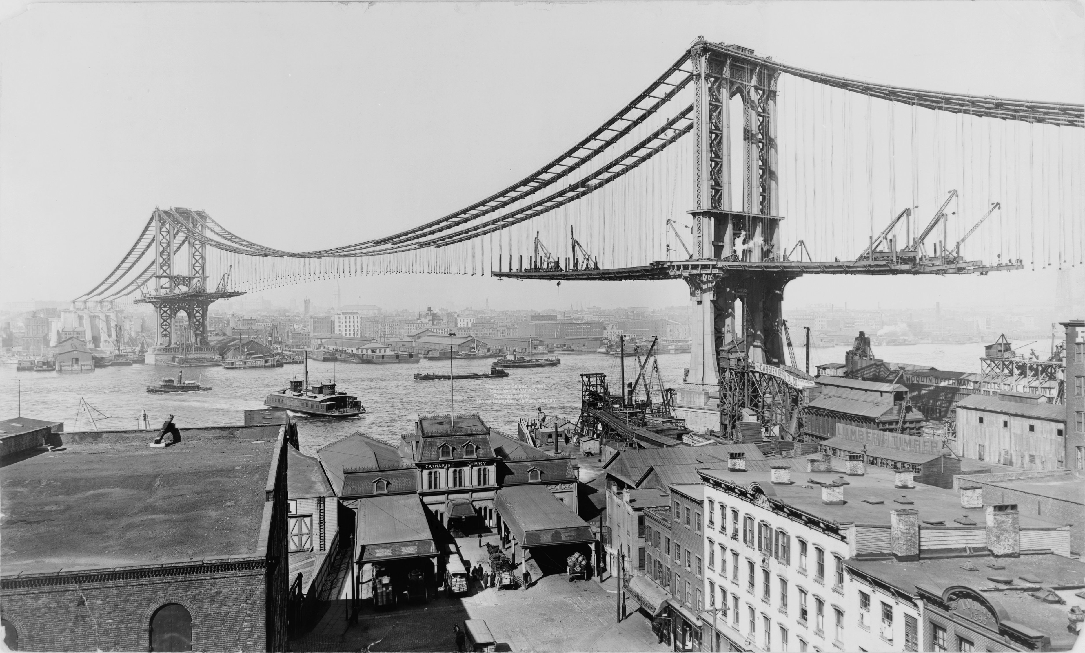 Строительство Манхэттенского моста, 1909 / Wikipedia