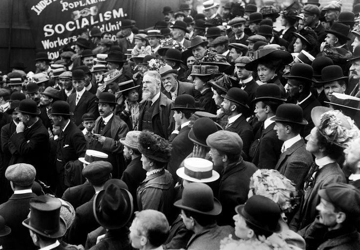 A face in the crowd, George Bernard Shaw (centre/beard), Irish dramatist and critic. He was an active socialist and became a member of the Fabian Society, but his major works are effective as satiric attacks rather than political tracts. Trafalgar Square, London, c1910.